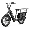 Longtail cargo e-bike met kinderzitje en voetsteunen