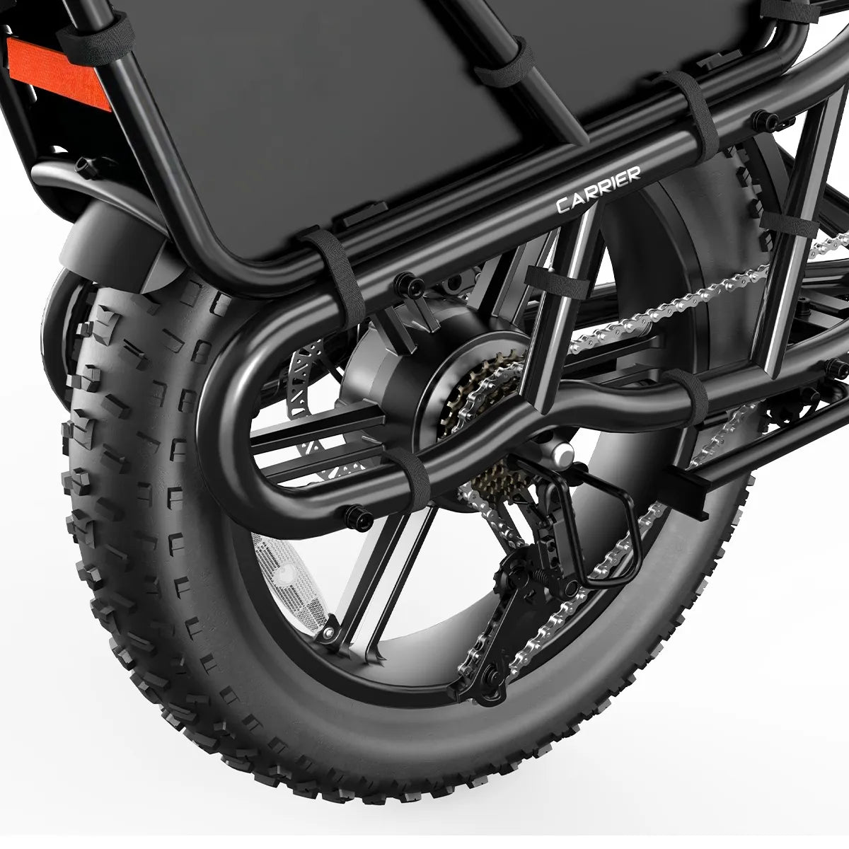 Longtail cargo e-bike met kinderzitje en voetsteunen